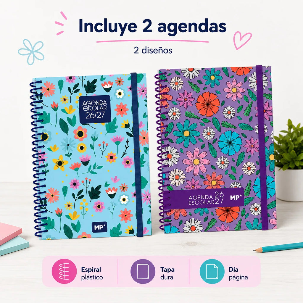 Pack de 2 Agendas Escolares 2026-2027 – Organización y Estilo para Todo el Curso