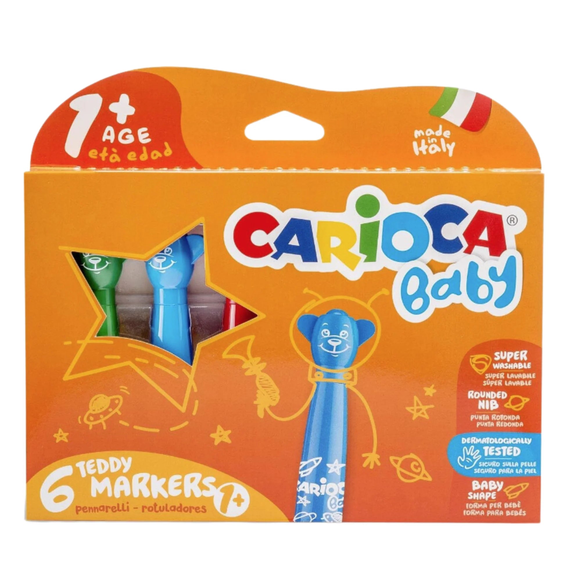 Rotuladores Carioca Teddy Baby 6 Colores – Lavables, Ergonómicos para Niños