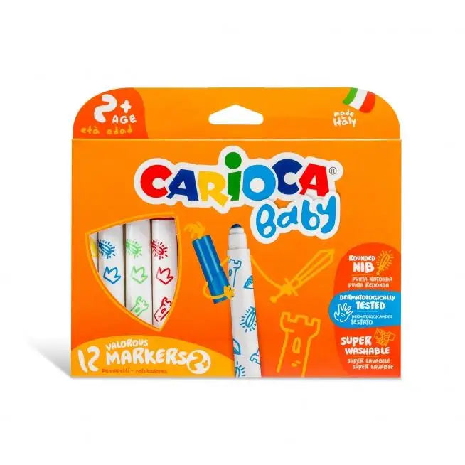 Rotuladores Carioca Baby Pack 12 – Lavables, Seguros para Niños, Punta Redonda