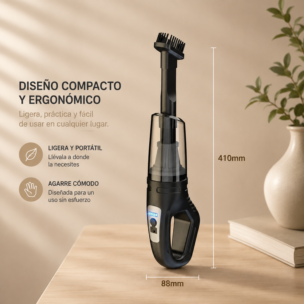 Mini Aspiradora Inalámbrica de Mano para Auto, Hogar, Oficina y Pelo de Mascota