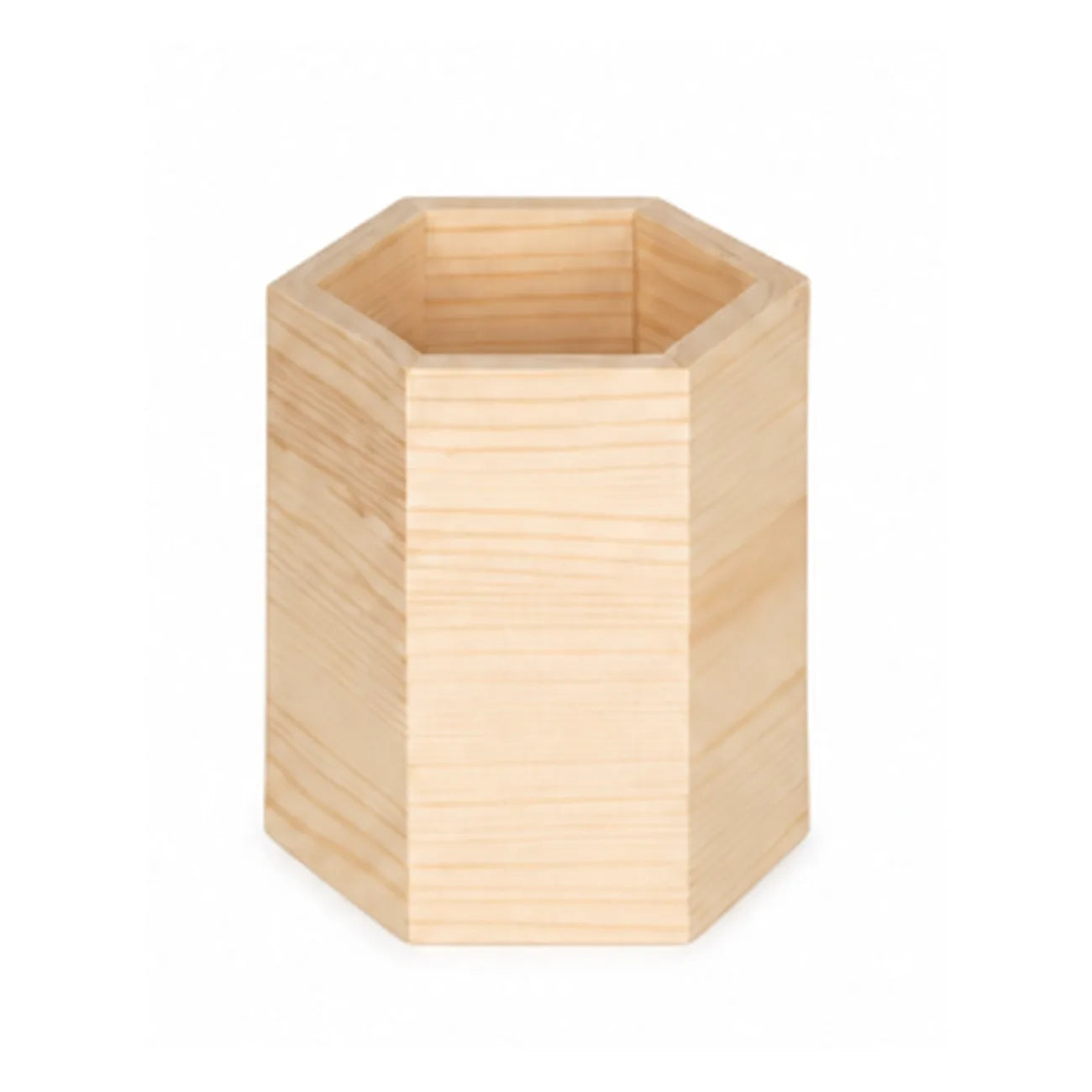 Portalápices de Madera de Pino – Organizador Minimalista Geométrico para Escritorio
