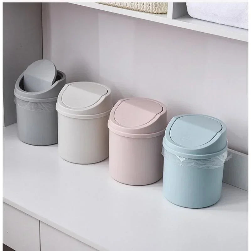 Mini Papelera de Escritorio con Tapa – Cubo de Basura Compacto para Oficina