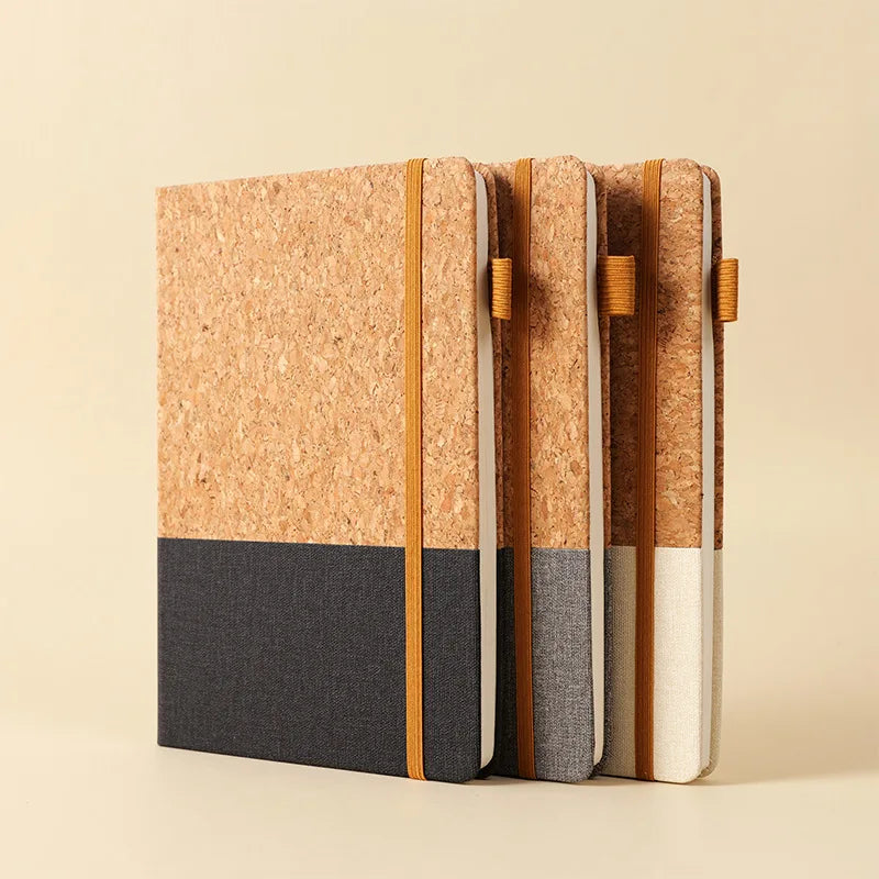 Cuaderno A5 Ecológico Corcho y Paja – Minimalista, Algodón-Lino, Oficina