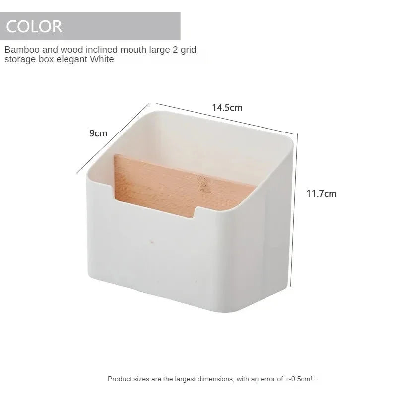 Organizador Multifuncional de Bambú – Caja con Compartimentos para Escritorio