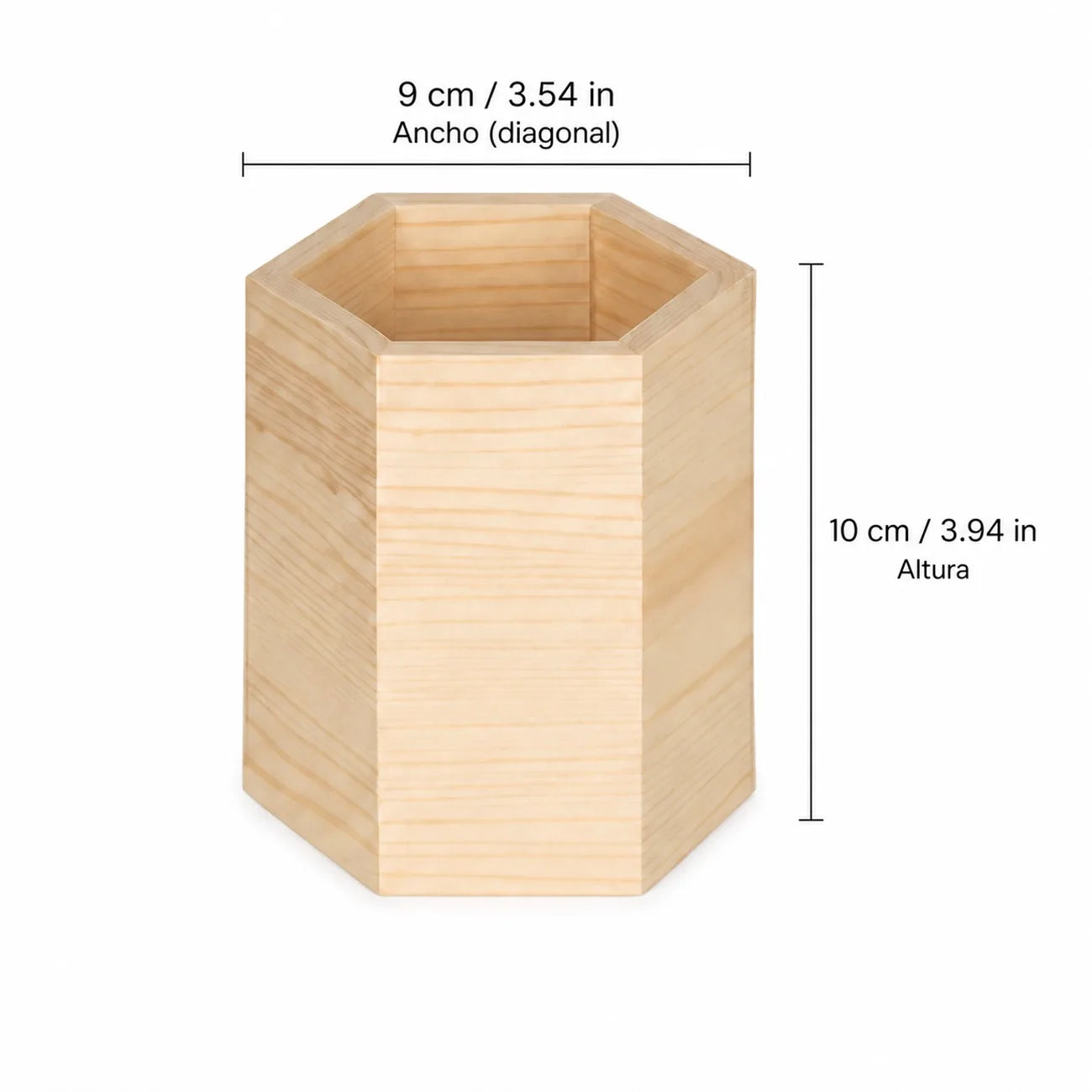 Portalápices de Madera de Pino – Organizador Minimalista Geométrico para Escritorio