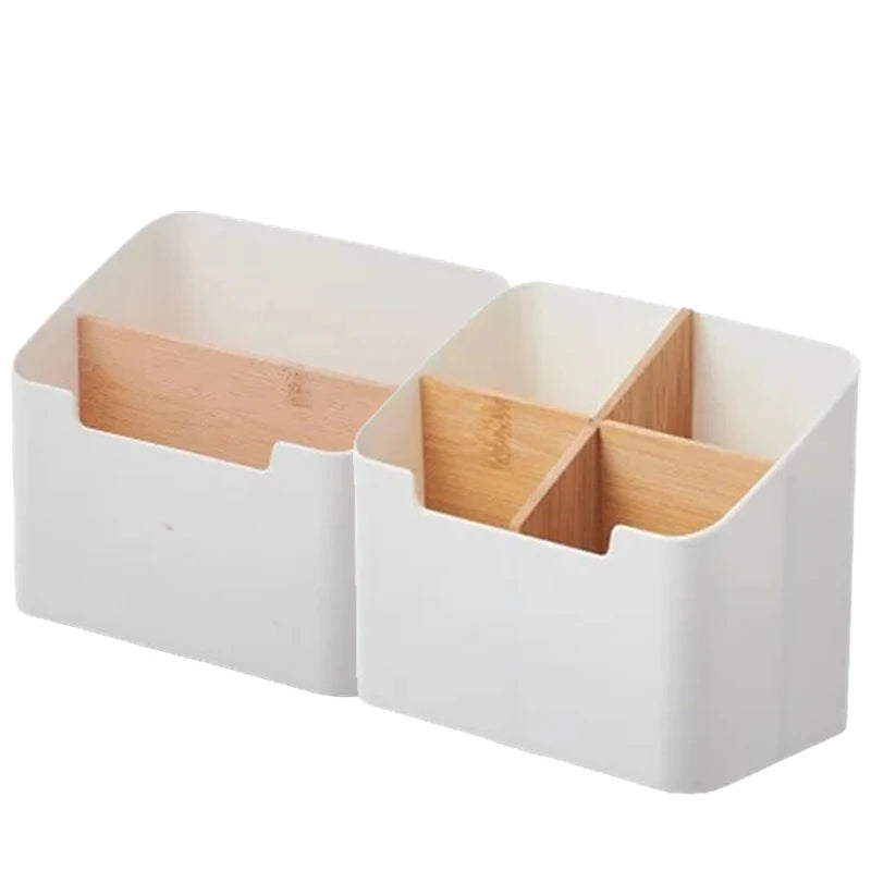 Organizador Multifuncional de Bambú – Caja con Compartimentos para Escritorio